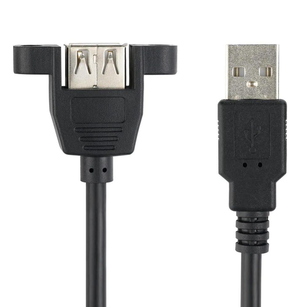 USB 2,0 кабель-удлинитель папа-мама с винтовым креплением на панель из фольги+ Плетеный экранированный удлинитель USB кабель Шнур питания для ПК ноутбука