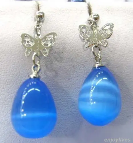 Hot sale new Style &gt&gt&gt&gtBlue Opal Drop White Gold Plated Butterfly Earrings | Украшения и аксессуары