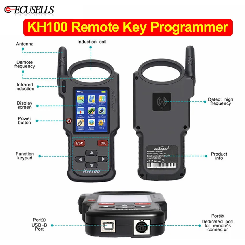 

Lonsdor Original KH100 Hand-Held Remote Key Programmer Frequency Tester Chip Generator Detect IMMO Unlock Smart Key for Toyota