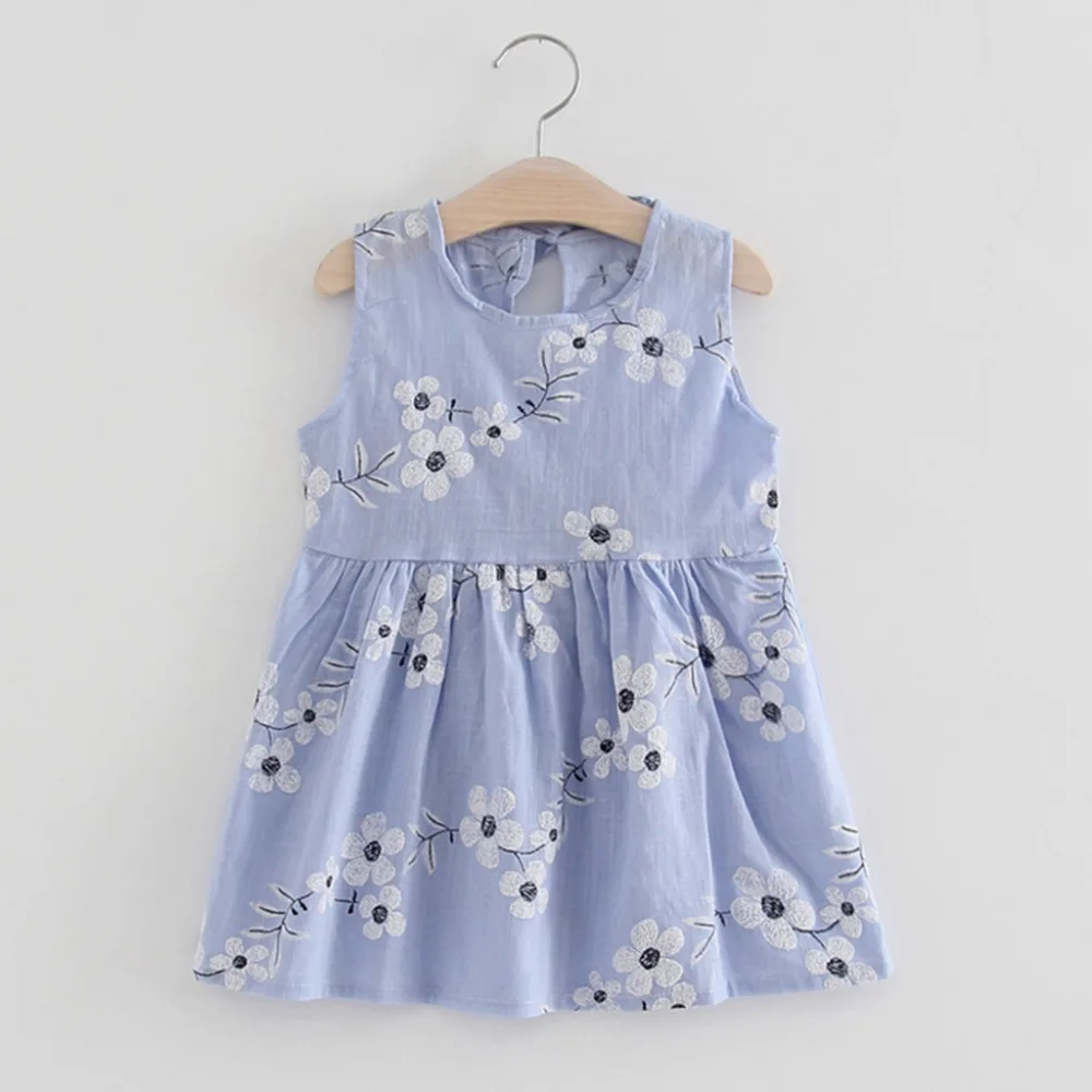 

MUQGEW 2018 Hot Sale Summer Baby Girl Dress Sleeveless Dresss Fresh Style Floral Print Princess Party Wedding Dresses