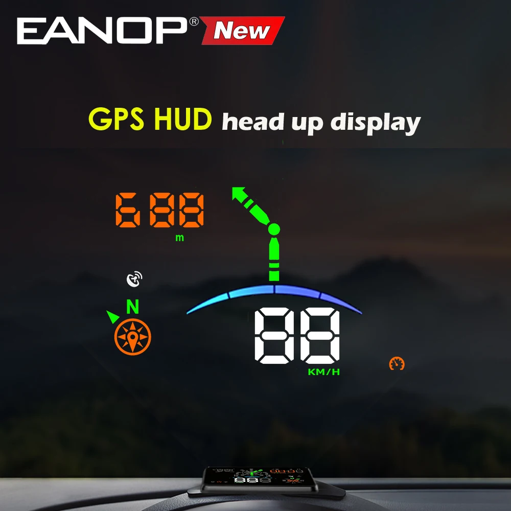 EANOP GH100 gps HUD Дисплей Winshield скоростной проектор с навигацией и компасом