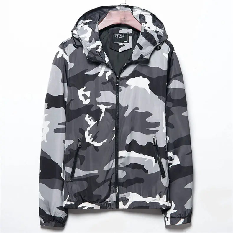 MuLS 2019 Hooded Jackets Men Autumn Ugly Camouflage Jacket Coats Water-Resistant Spring Lightweight Male Outwear Mens Size M-4XL 2