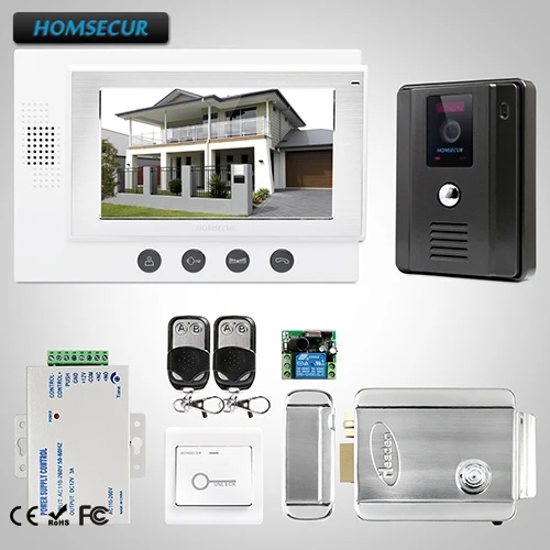

HOMSECUR 7" Wired Hands-free Video&Audio Home Intercom+One Button Unlock 1C1M: TC011-B Camera (Black)+TM701-W Monitor (White)