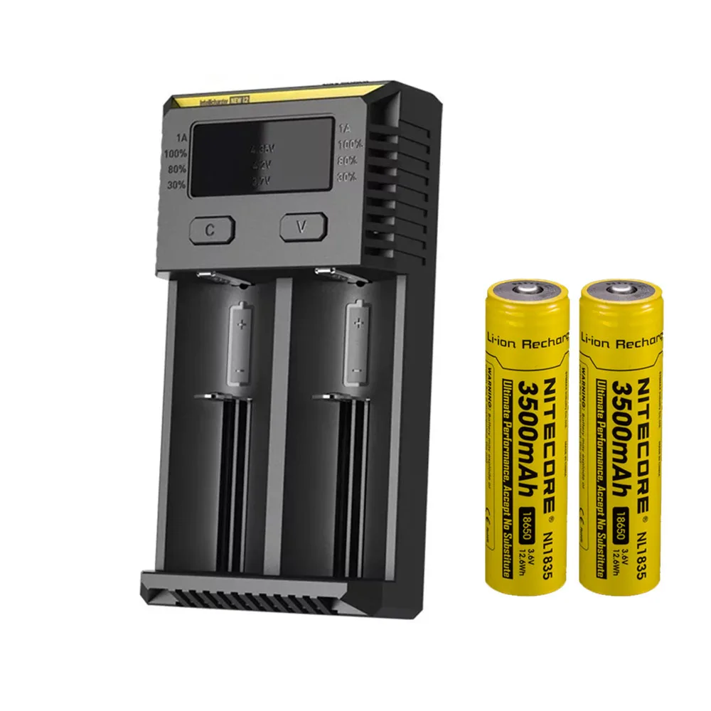 NITECORE I2 зарядное устройство+ NITECORE батареи 3500mAh 3200mAh 2600mAh 2300mAh 14500 NL147 NL166 RCR123 литий-ионный аккумулятор