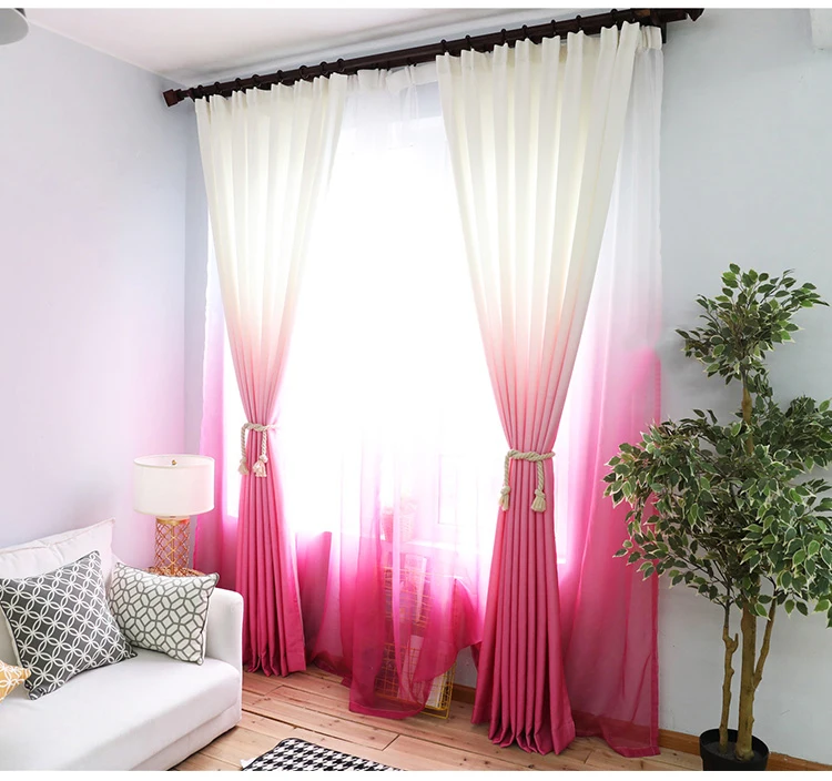 Плотные Шторы с градиентом розового и красного цветов для гостиной, кухни, тюлевые шторы для спальни, оконные шторы с затемнением, 75% ткань, драп, SW-579