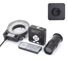 HAYEAR 16MP HDMI Digital Electronic Industrial Vision Microscope Camera 100X C-Mount Zoom Lens 144 Iluminador for THT PCB Repair