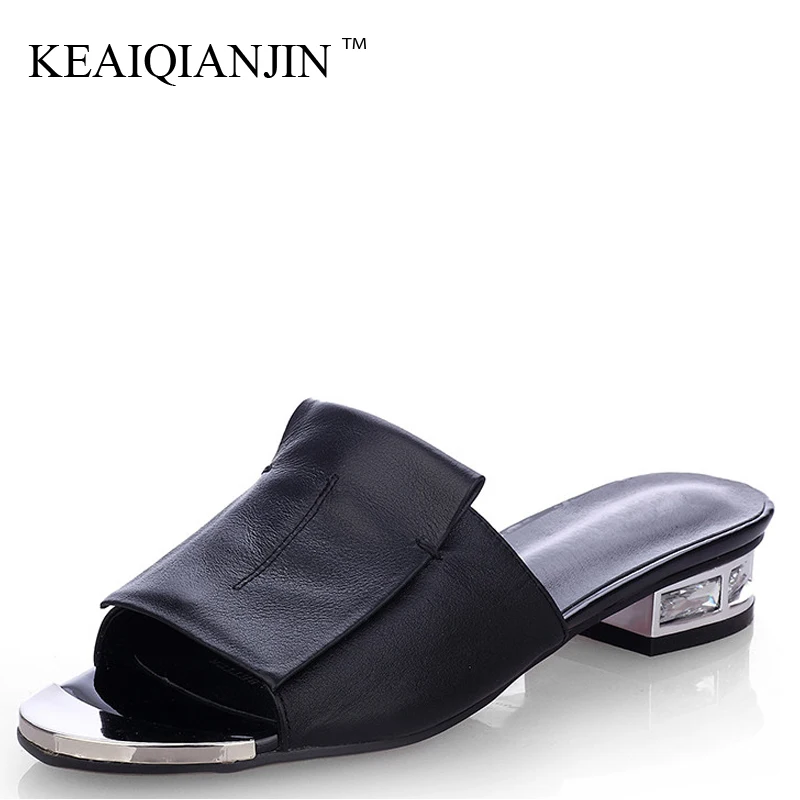 KEAIQIANJIN Женские Новые Летние Высокое качество квадратный каблук обувь из