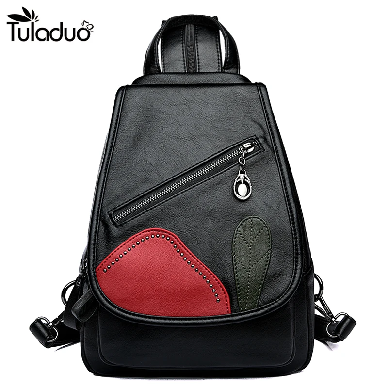 

Women Silt Pocket Cover Closer Backpacks Hasp Zipper School Bags For Teenagers Casual Travel Computer Laptop Bag Black Red