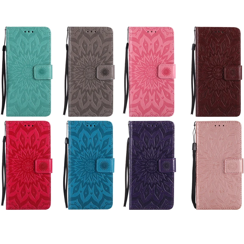 

3D Embossing Sunflower Phone Leather Flip Wallet Soft Silicone Cases Cover Shell Coque Fundas for Apple iPhone X XS XSMax XR