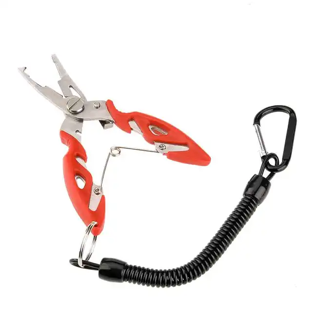 Aluminum Alloy Fish Grip Holder Strong Clamp Force Fish Control with Scale and Coiled Lanyard Fishing Pliers