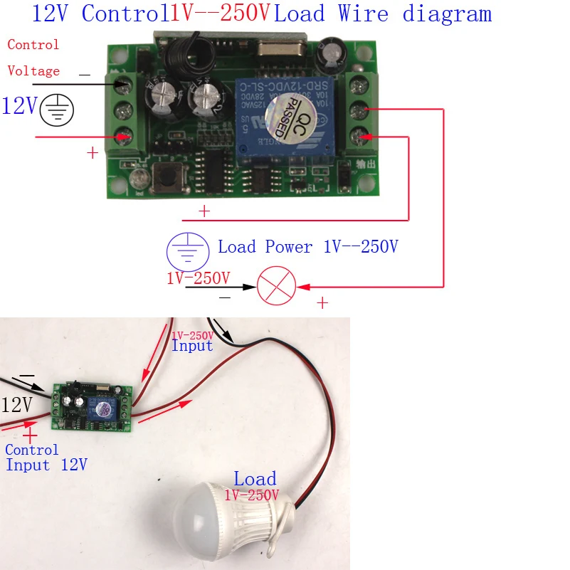 Sleeplion12V 10A 1CH Wireless Relay Switch 4 4-key wireless RF Smart Control Switch Transmitter+4 Receiver Module 12V 315/433MHz