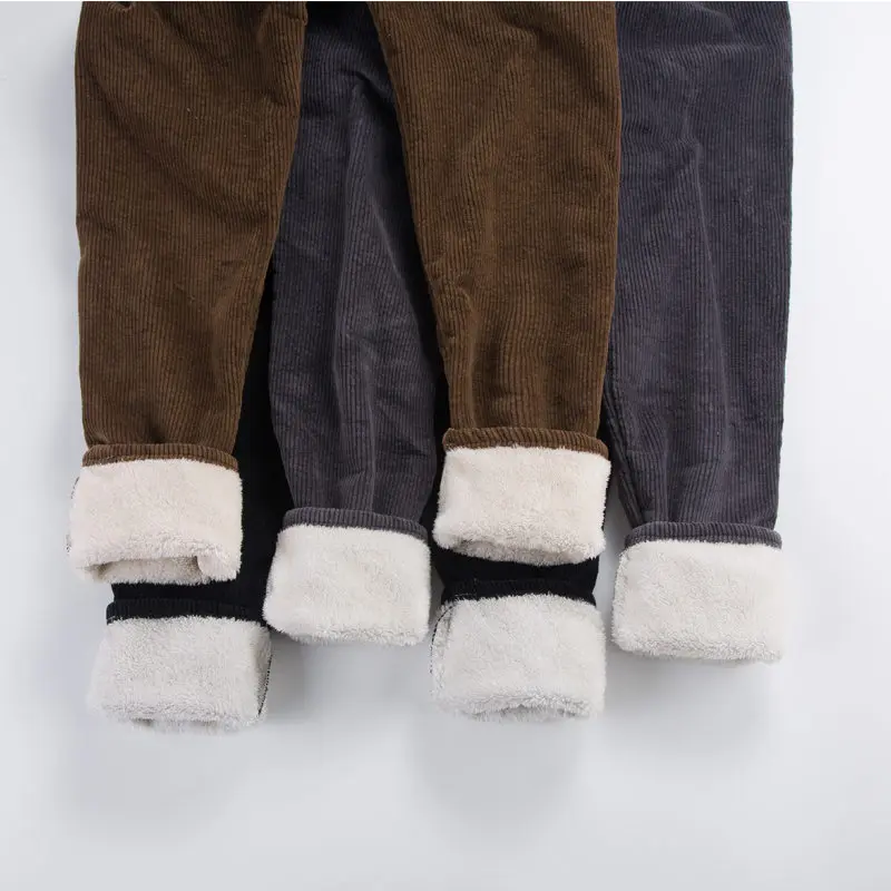 Бархатные вельветовые штаны из овечьей шерсти, женские штаны с эластичной высокой талией, осенне-зимние штаны-шаровары, женские теплые хлопковые повседневные брюки C5118