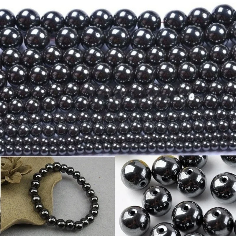 

4mm 6mm 8mm 10mm Non Magnetic Black Hematite Beads Diy Natural Stone Beads Spacer for Jewelry Making Women Men Bracelet