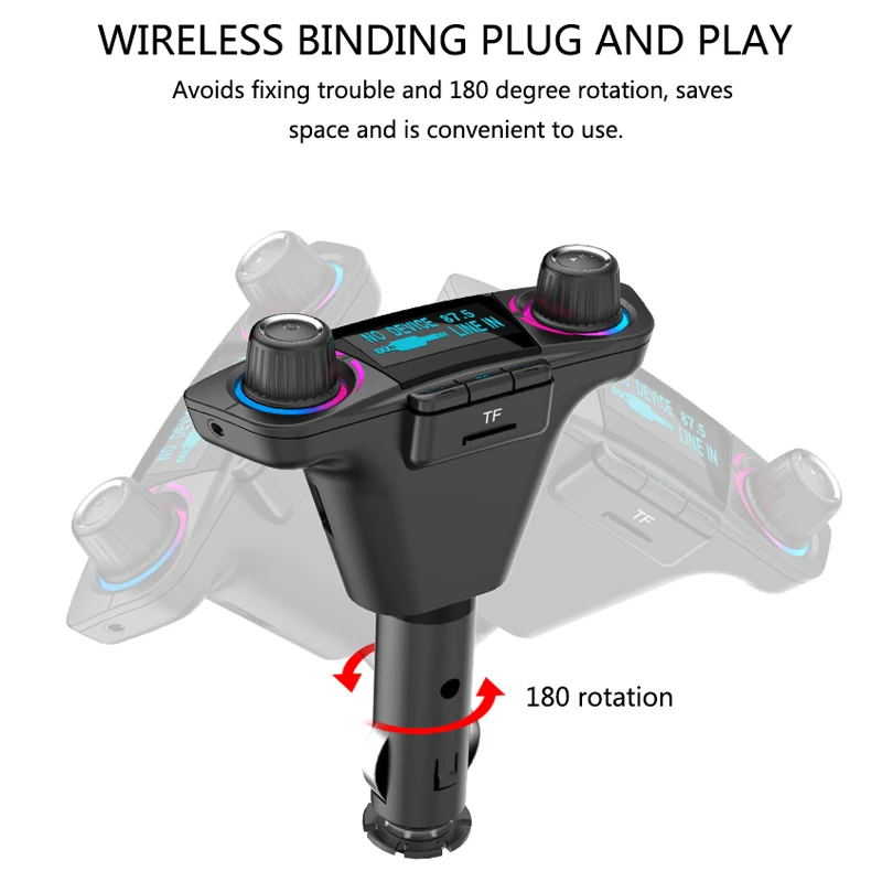 ANLUD FM Transmitter Bluetooth Handsfree Car Kit Aux Modulator Radio FM Car Audio TF AUX MP3 Player