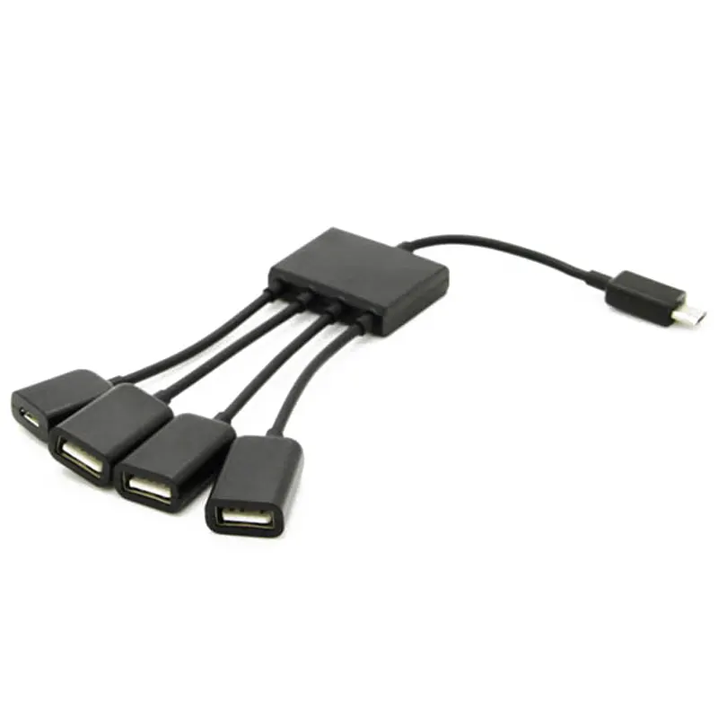 Многофункциональный USB 2,0 4 в 1 микро USB хост OTG зарядный концентратор Шнур адаптер сплиттер для смартфонов Android планшет черный кабель