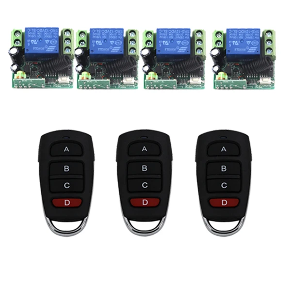 

MITI-DC 12V 10A Small Remote Control Switch, 3 Transmitter + 4 Receiver, Built-in Battery Controllers 433MHz SKU: 5430