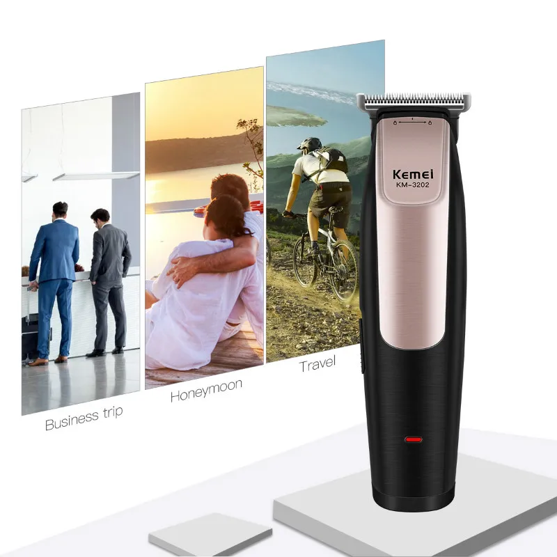 Tanie Kemei 0mm Baldheaded maszynka do włosów Clipper Cord Cordless USB akumulator trymer do włosów precyzyjne grawerowanie rzeźba Razor mężczyźni P42
