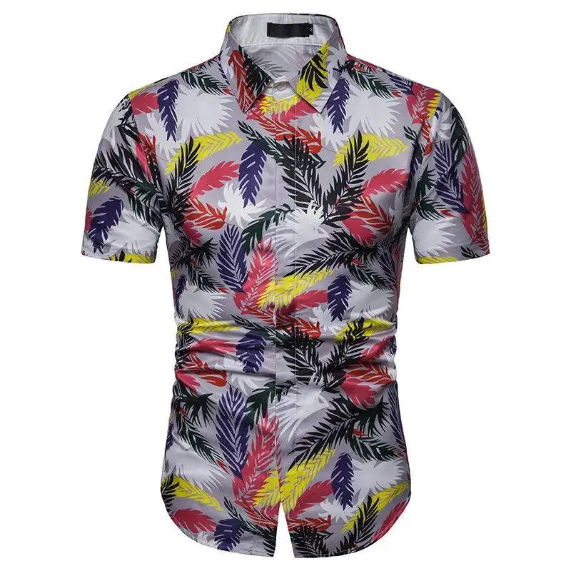 

Plant flowers Hawaiian Shirt Men Short Sleeve Casual Beach Blouse Men Summer Floral Social Shirt Men New