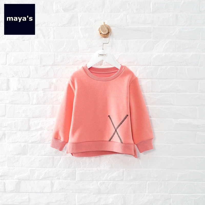 

Mayas Orange Thickening Girls Winter Sweatershirts New Children Autumn Basic Warm Tops Kids Causal Loose Cotton Shirts 84033