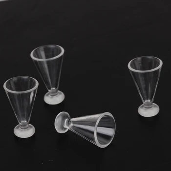 

New Set of 4 Pcs 1/12 Dollhouse Miniature Plastic Cup Juice Glass Classic Pretend Play Kitchen Furniture Toys for Children Doll
