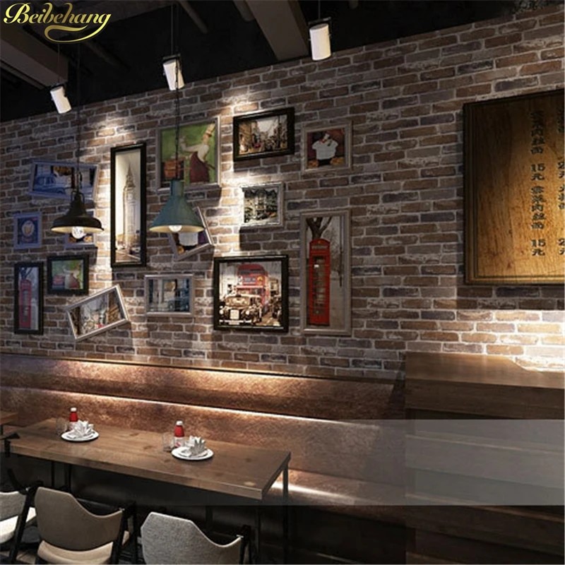 beibehang Retro Nostalgic 3D Stereo Brick Wallpaper Cafe Bar Restaurant Culture Stone Red Brick Wall paper papel de parede