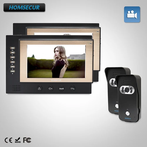 

HOMSECUR 7" Video Door Entry Security Intercom Electric Lock Supported 2C2M: TC021-B Camera (Black)+TM701R-B Monitor (Black)