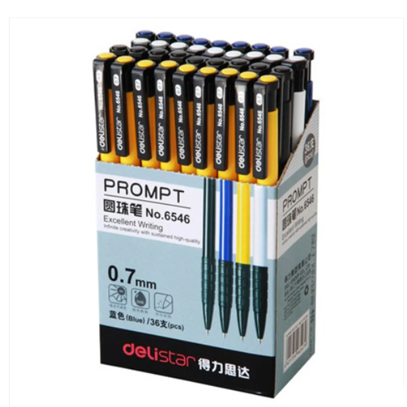 

Deli blue ballpoint pen 0.7mm 36 pcs a lot button press office supplies stationery 6546