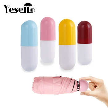 

Yesello Capsule Mini Pocket Folding Women Rain Umbrella Mini Pocket Parasol Girls Anti-UV Waterproof Portable Travel Umbrellas