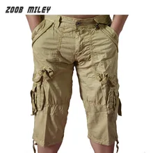 Летние мужские военные мешковатые шорты Карго большого размера, Свободные повседневные короткие штаны из хлопка длиной до икры, модные пляжные брюки