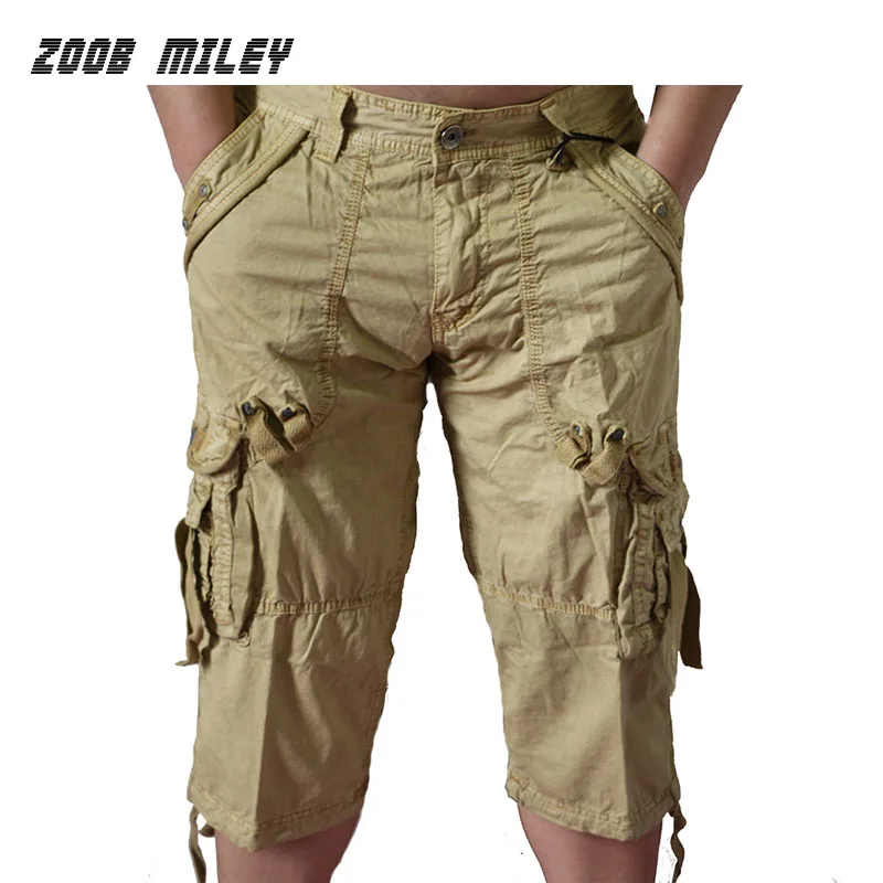 

Summer Mens Military Baggy Cargo Shorts Large Size Loose Fit Casual Short Pants Cotton Calf Length Fashion Beach Board Trousers