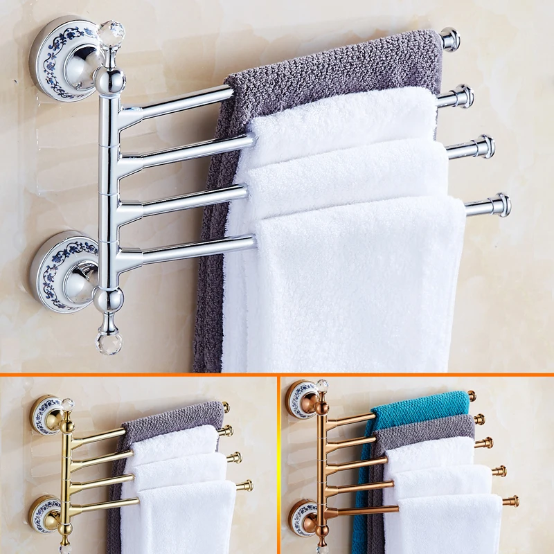 wall mounted porcelain crystal movable Towel Rack wc Towel Bar Toilet