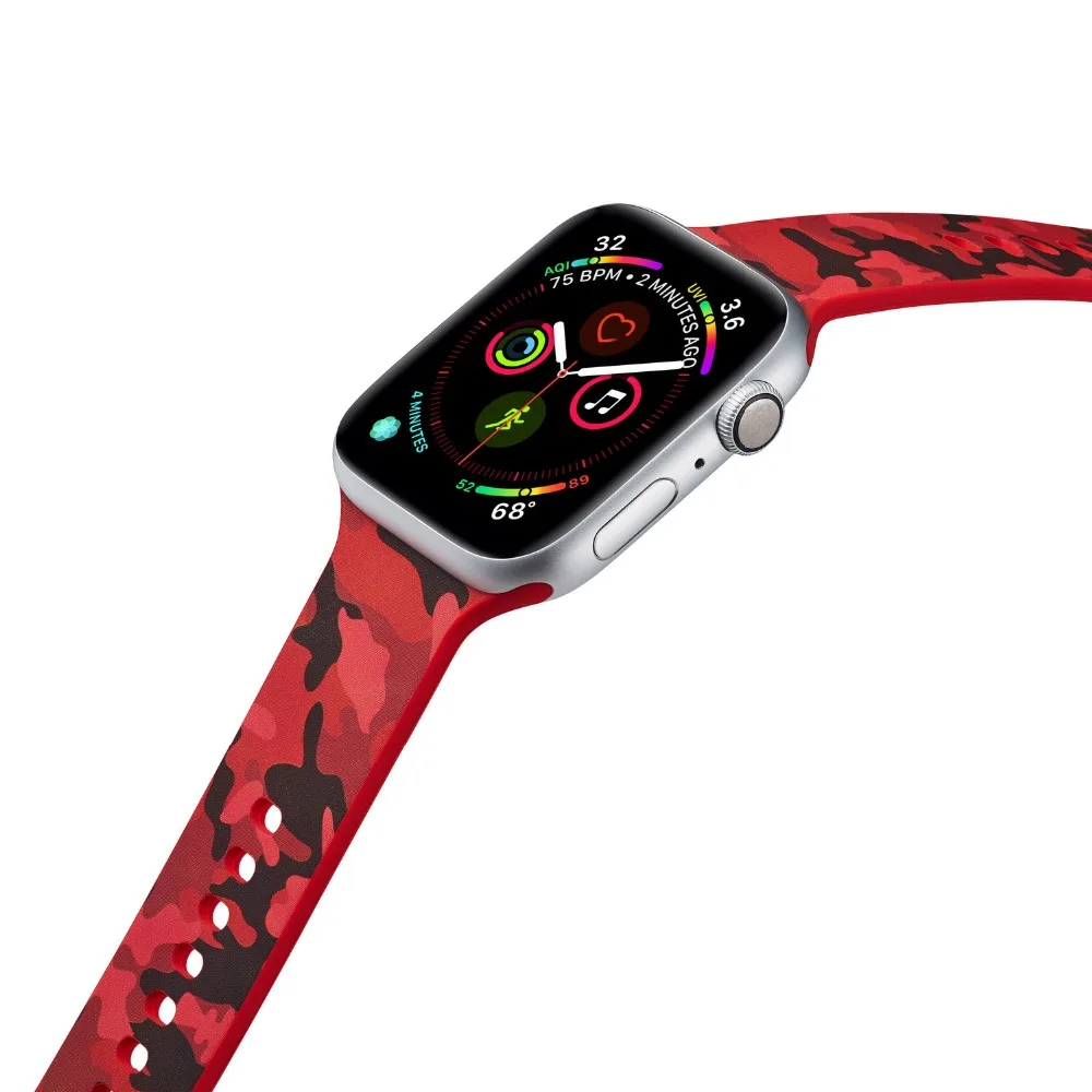 Сменный силиконовый ремешок для Apple Watch 4 44 мм 40 мм браслет с цветочным принтом для iwatch серии 5 3 2 38 мм 42 мм браслеты