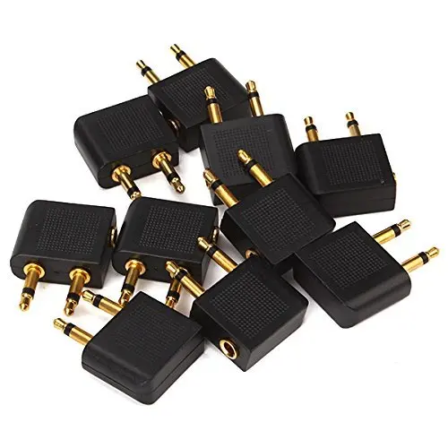 

4PCS X Gold plated 3.5 mm to 3.5 mm 2 Airplane Headphone audio Adapter jack connector