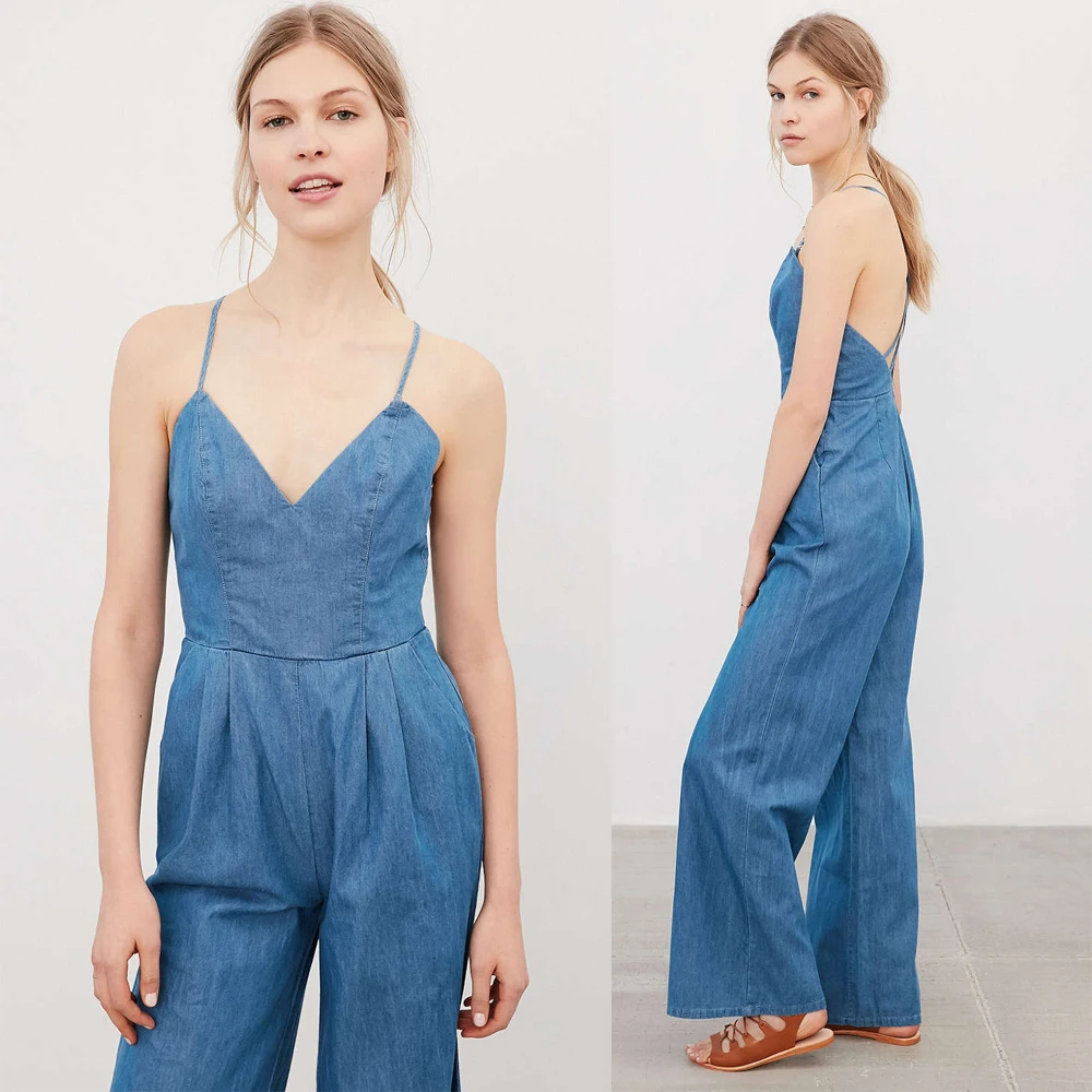 Sexy Deep V Neck Backless Jumpsuit Backless Spaghettis Strap Long Pant ...