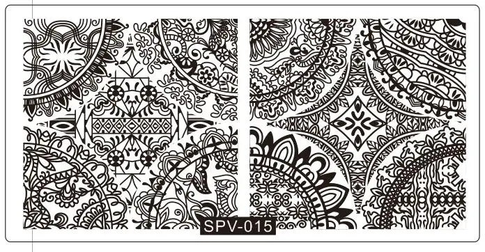20 шт./партия прямоугольный, для нейл-арта штампованные пластины наборы 6,5*12,5 см маникюрные кружевные цветочные пластины с белыми подушечками# SPV001-020