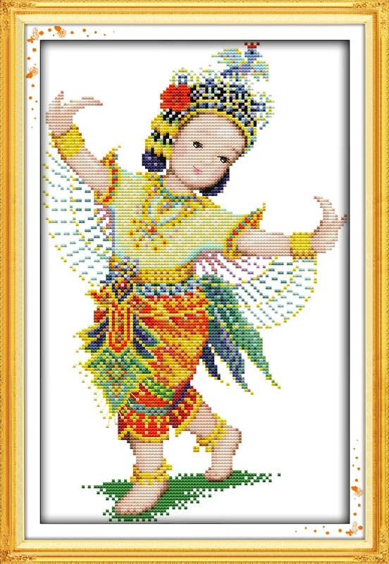 

Thailand Dance(2) People Canvas DMC Arts Cross Stitch Kits 11CT 100% Printed Embroidery DIY Handmade Needlework Wall Home Decor