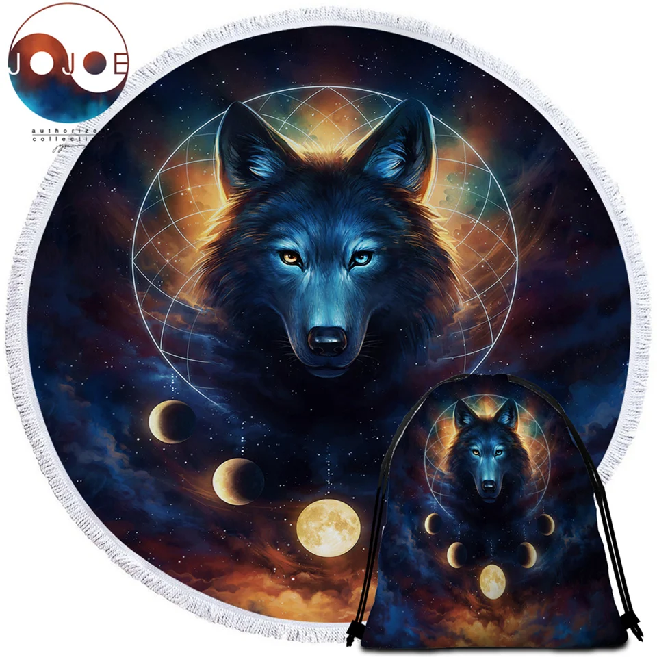 

Dream Catcher by JoJoesArt Round Beach Towel for Adults Microfiber Toalla Moon Eclipse Blanket Tassel Wolf Galaxy Tapestry 150cm