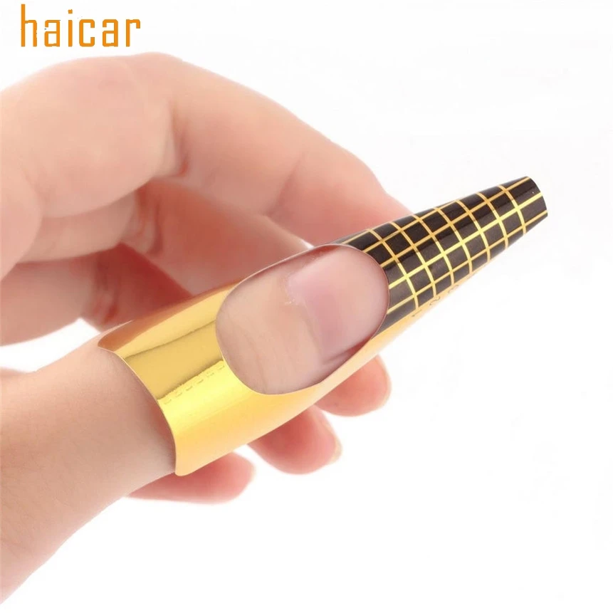 

HAICAR 100Pcs Golden Nail Art Tips Extension Forms Guide French DIY Nails Art Tool Acrylic UV Gel Drop Shipping 70912