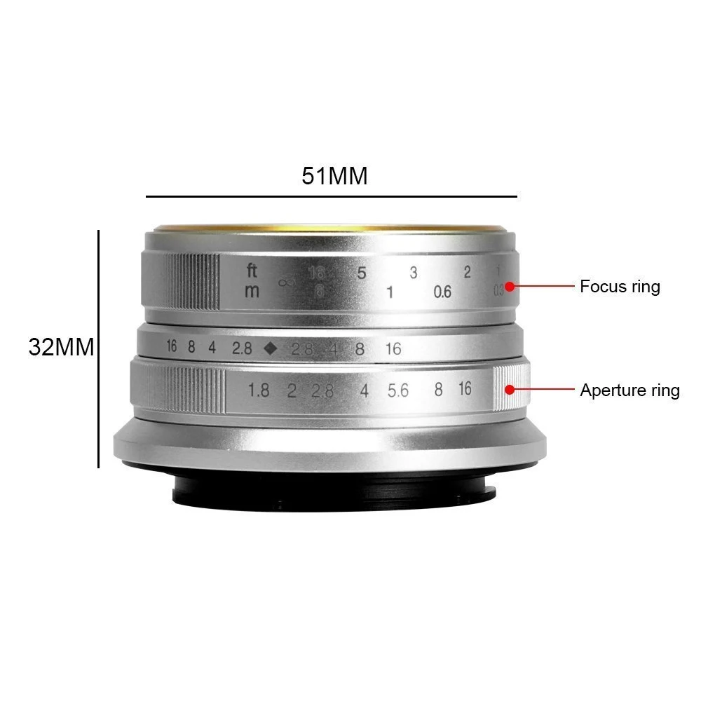 7 ремесленников 25 мм F1.8 объектив с одним фокусом Объективы для E Mount sony Canon EOS-M Mout Micro 4/3 камеры Olympus Panasonic