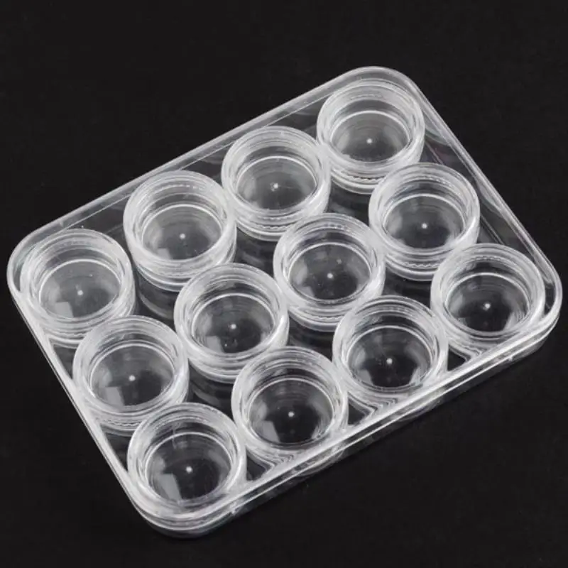 

Shellhard New Jewelry Storage Box Cases Clear Plastic with 12 Round Cylindrical Containers Nail Art Tool Storing
