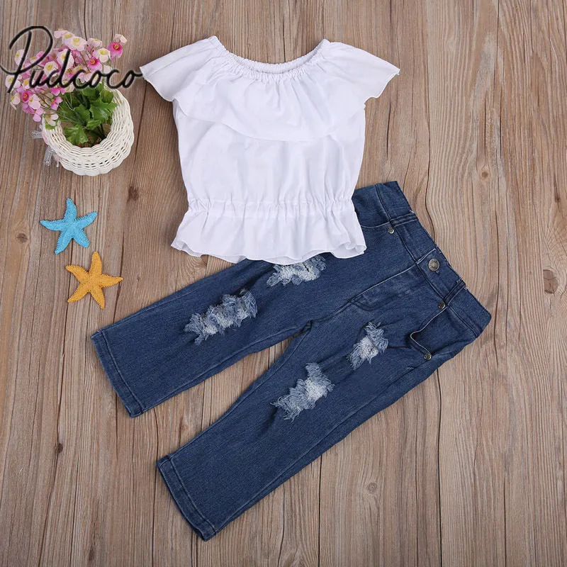 2017 Spring Autumn Baby Girls Clothing 2Pcs Baby Girl Kids Summer Crop Tops Ruffles Tank Top
