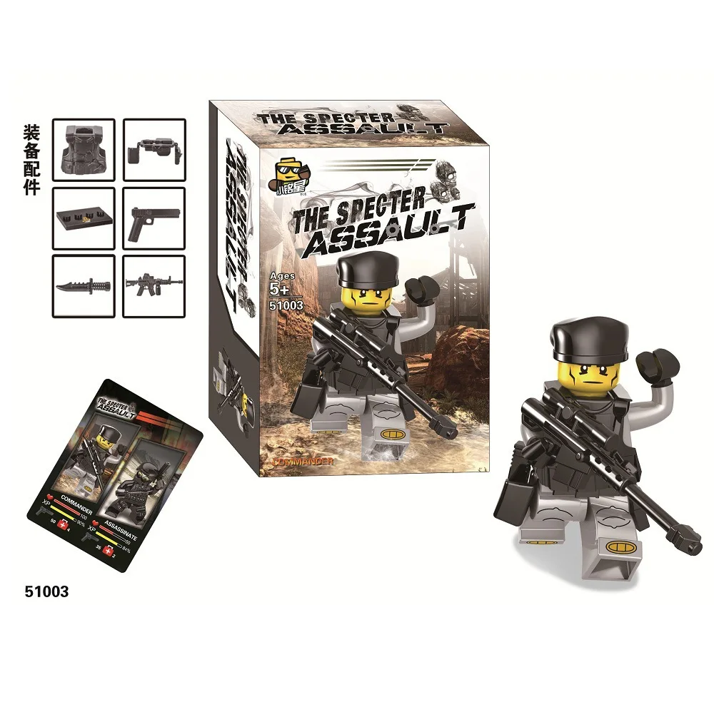 12PCS military minifigures blocks with weapon compatible with Legoe small building blocks assembling and military