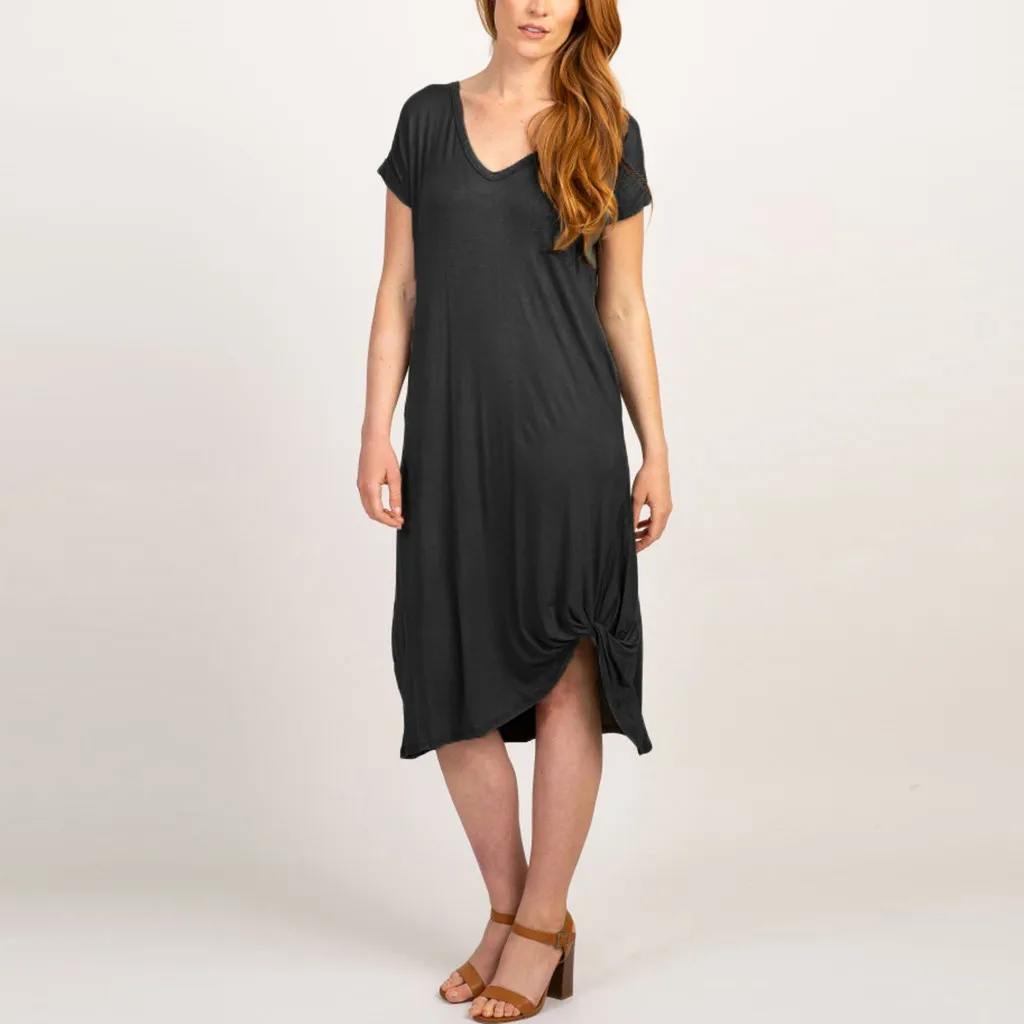 

Women's Fashion Maternity Pockets V Neck Loose Dress nursing dresses breastfeeding pregnancy dress photography vestiti donna