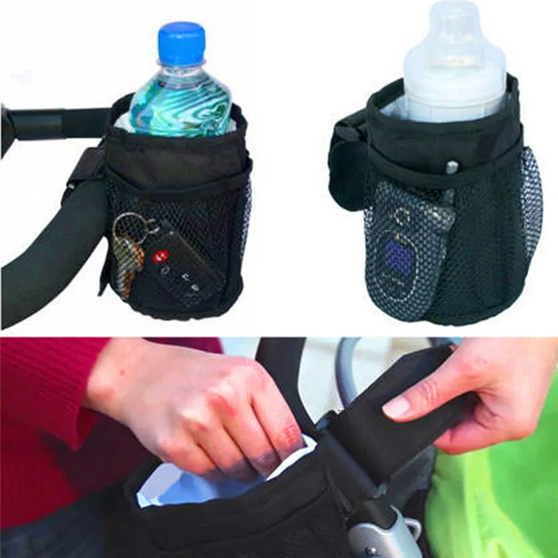 

Fabric Waterproof Baby Stroller Cup Holder Insulated Drink Keys Phone Holder for Baby Stroller Cart Pushchair