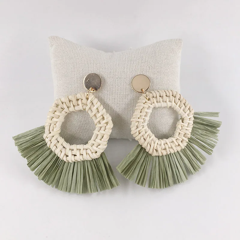 

Fashion Geometry Earrings Bohemian Drop Lafite Earring for Women Raffia Straw Handmade Earrings Fashion Jewelry