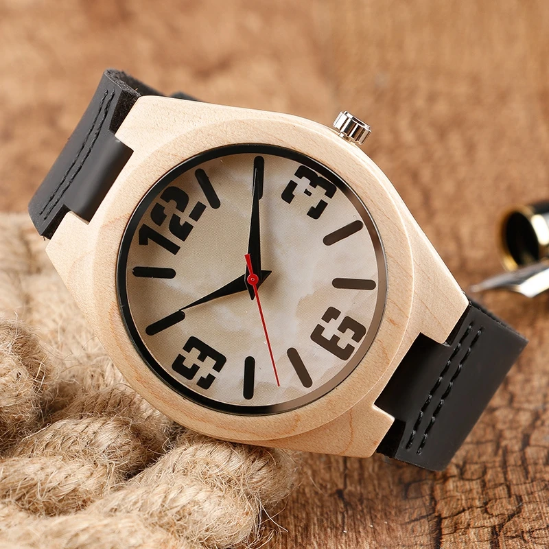Najtaniej Drewniany zegarek nowoczesne Trendy mężczyźni zegar sport naturalne bambusa prosty analogowy zegarek kwarcowy godzina zegarki prawdziwej skóry reloj para hombre