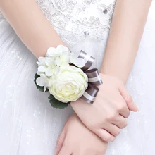 Цветок на запястье подружки невесты белая роза Свадебная вечеринка ручная декоративная искусственная пена букет Цветочные Новое поступление