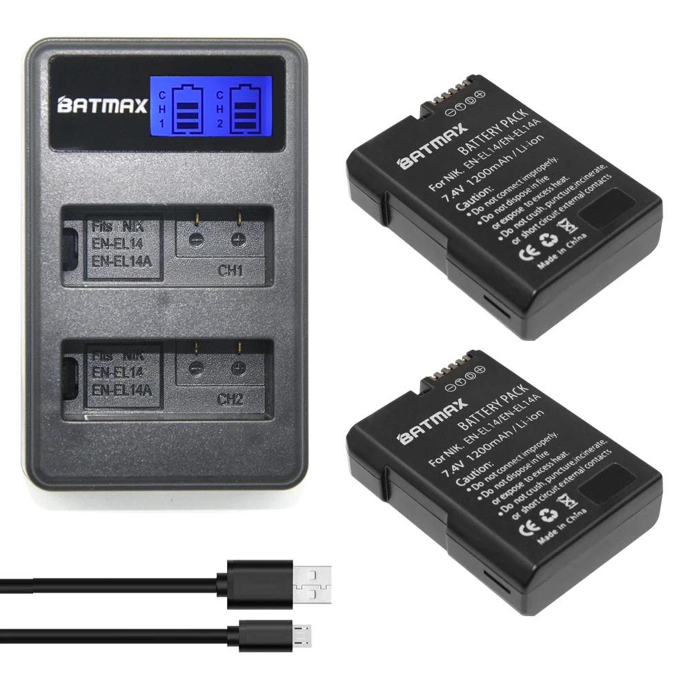 2Pcs EN-EL14 EN-EL14a ENEL14 EN EL14 EL14a Battery + LCD USB Dual Charger for Nikon D3100 D3200 D3300 D5100 D5200 D5300 P7000 2Pcs EN-EL14 EN-EL14a ENEL14 EN EL14 EL14a Battery + LCD USB Dual Charger for Nikon D3100 D3200 D3300 D5100 D5200 D5300 P7000