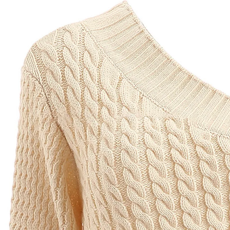 TWOTWINSTYLE свитер с вырезом-лодочкой Топы женские с длинным рукавом с открытыми плечами сексуальный вязаный пуловер Женская повседневная одежда Осень новинка
