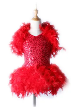 

Classical Professional Ballet Tutus Romantic Red Feather Sequin Skirt Balett Costume Kids Ballet Dress Girl Ballet Tutu Child